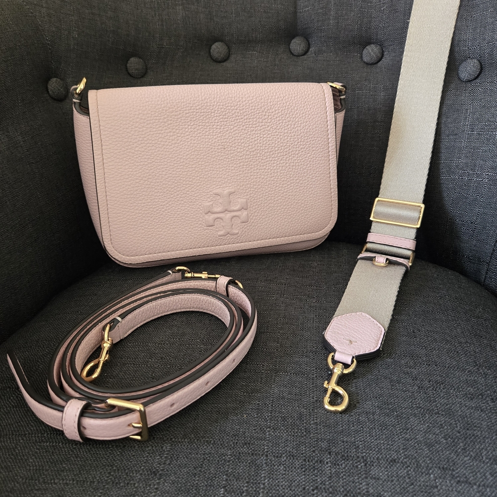 Tory Burch Blush Pebbled Leather Convertible Crossbody